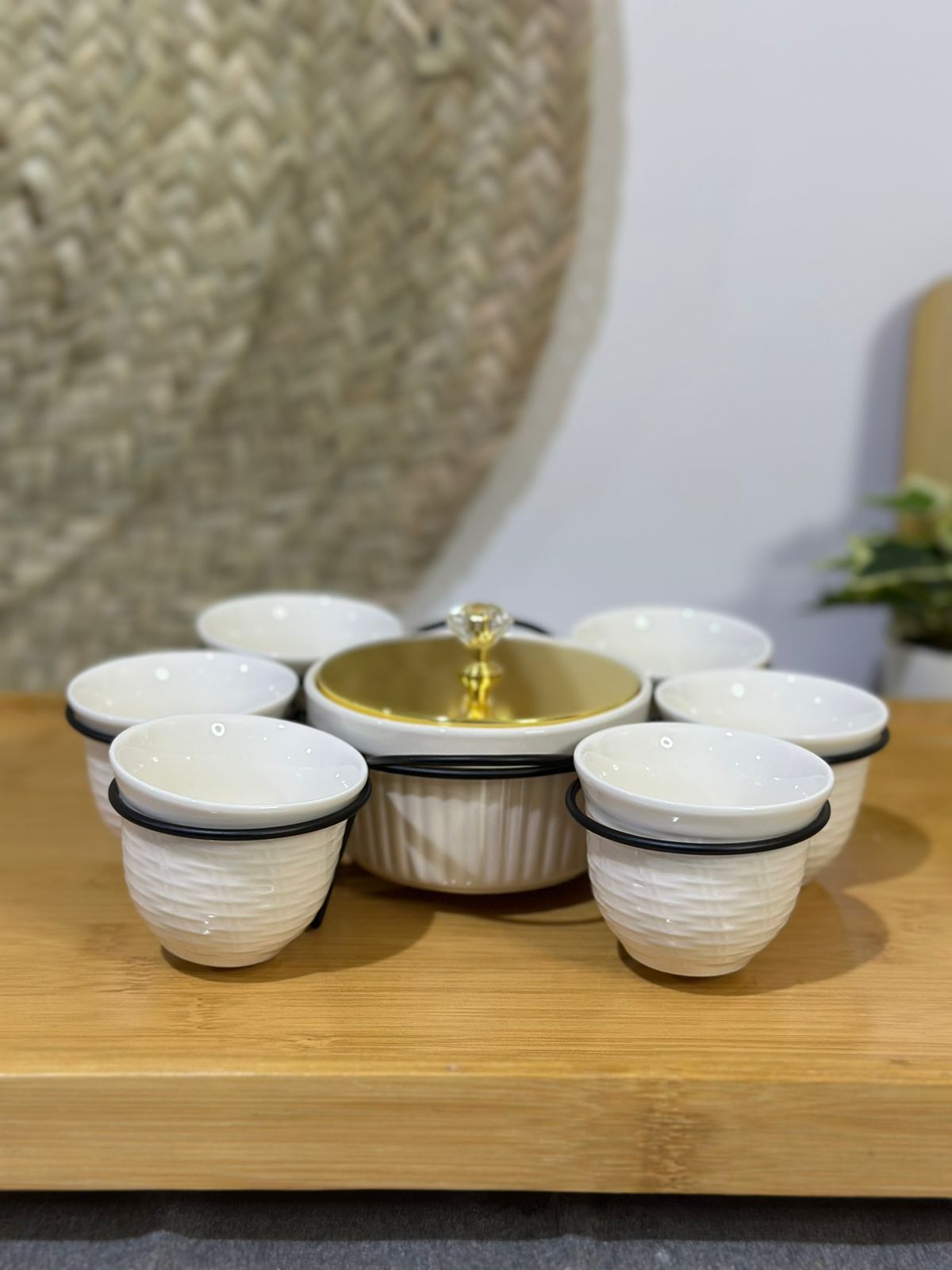 7 pcs Arabic Coffee Cups with Serving Bowl