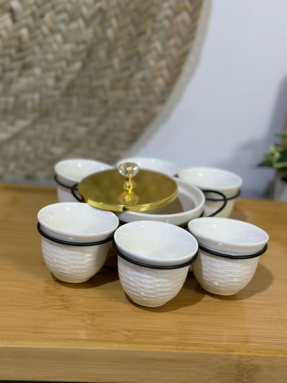 7 pcs Arabic Coffee Cups with Serving Bowl