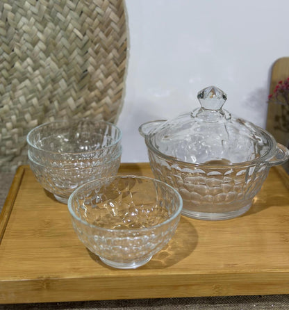 4pcs set Glass Serving Dessert Bowls with Lid