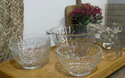 4pcs set Glass Serving Dessert Bowls with Lid