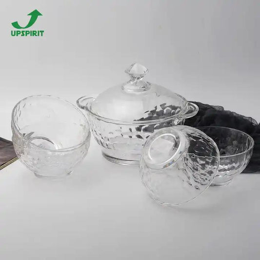 4pcs set Glass Serving Dessert Bowls with Lid