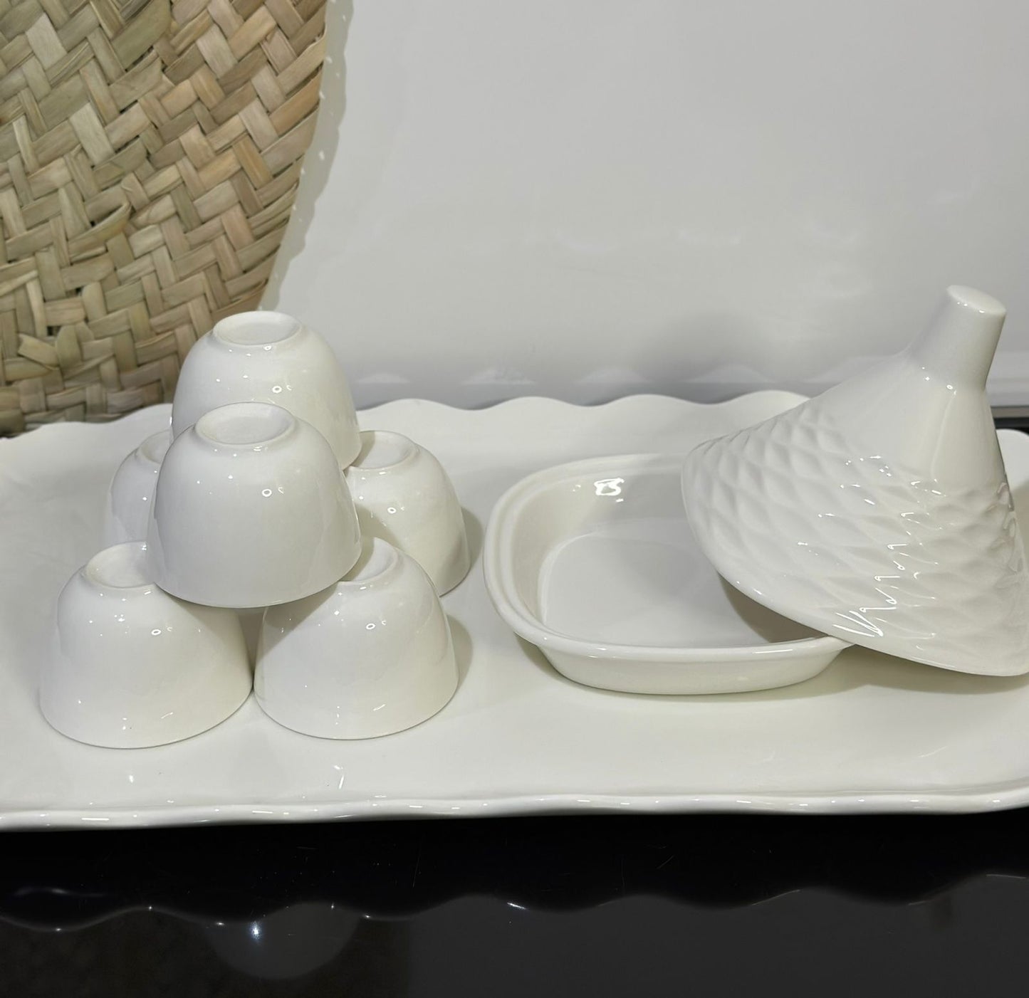 7pcs Luxury Porcelain Arabic coffee cup with Serving bowl