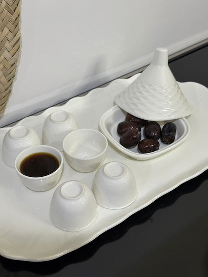 7pcs Luxury Porcelain Arabic coffee cup with Serving bowl