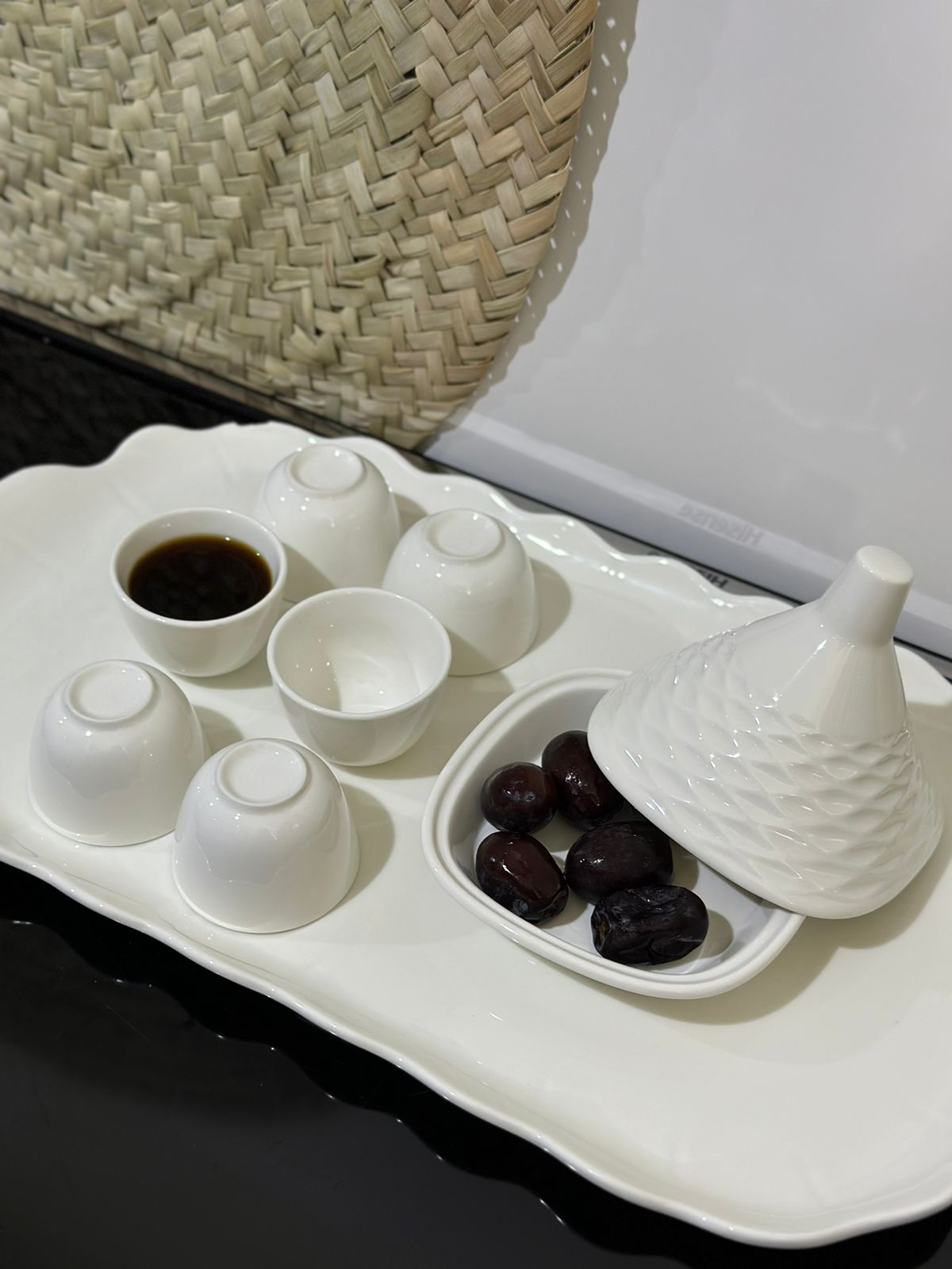 7pcs Luxury Porcelain Arabic coffee cup with Serving bowl