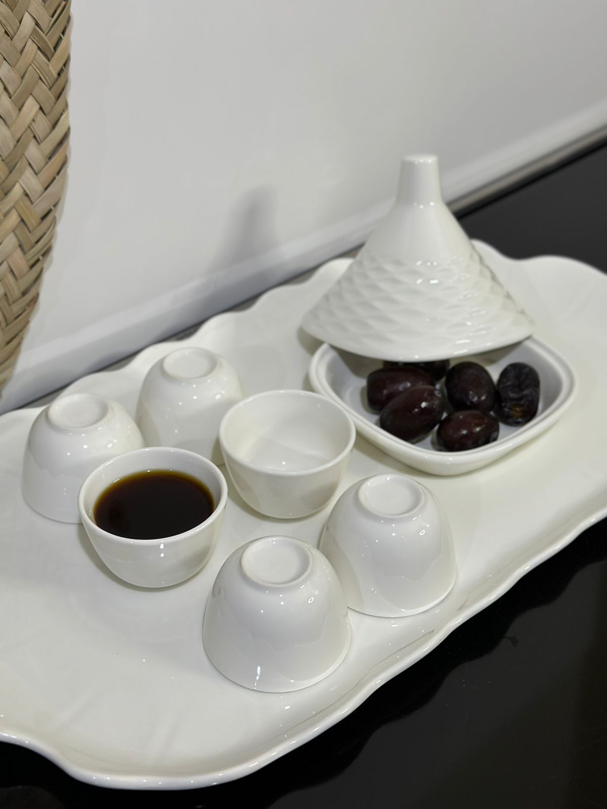 7pcs Luxury Porcelain Arabic coffee cup with Serving bowl