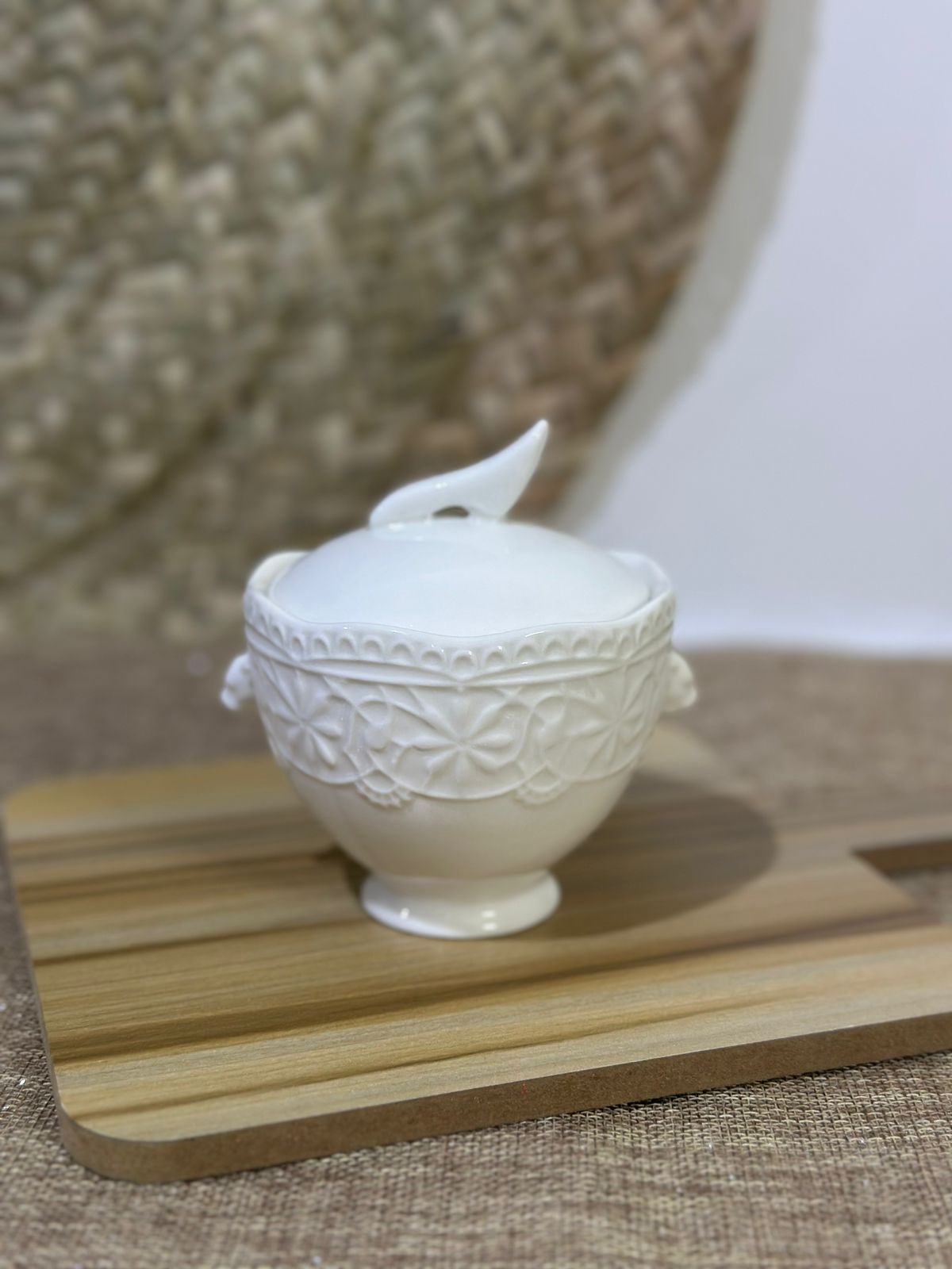 Medium white porcelain Sugar Bowl styl9