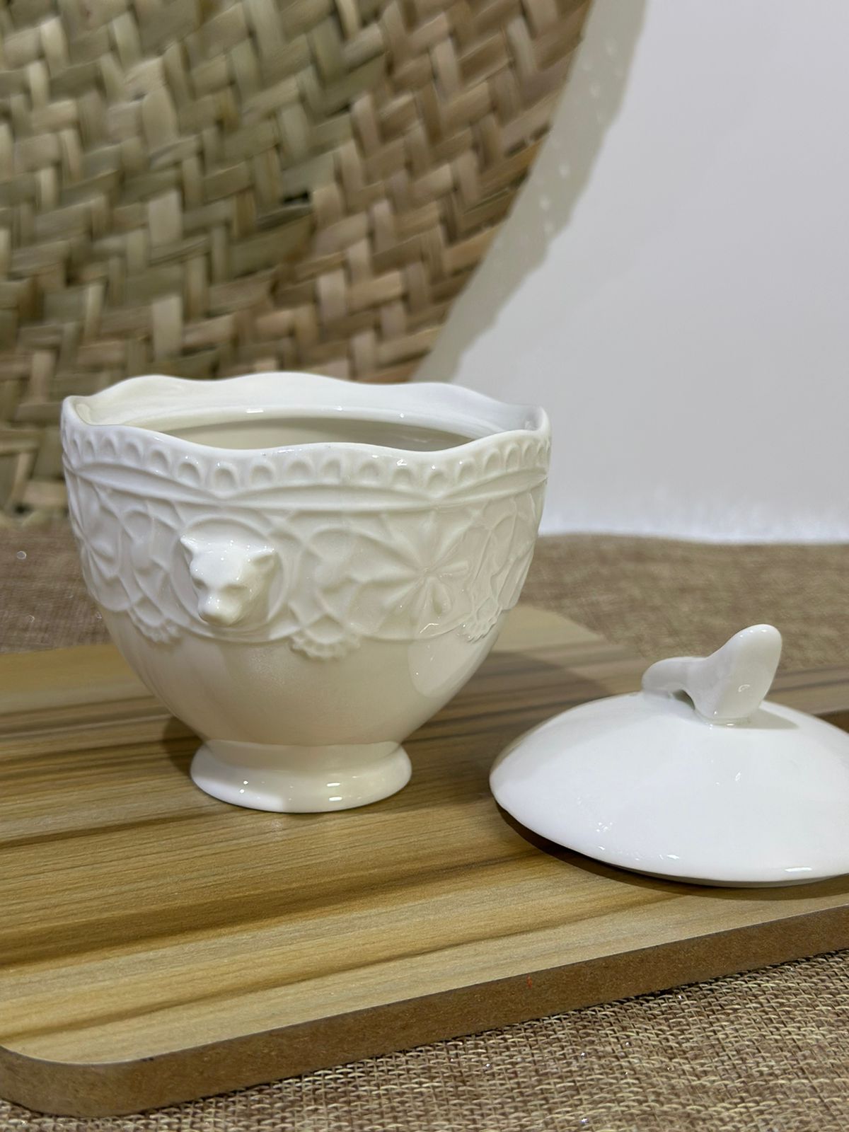 Medium white porcelain Sugar Bowl styl9