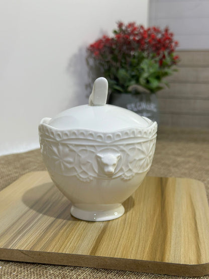 Medium white porcelain Sugar Bowl styl9