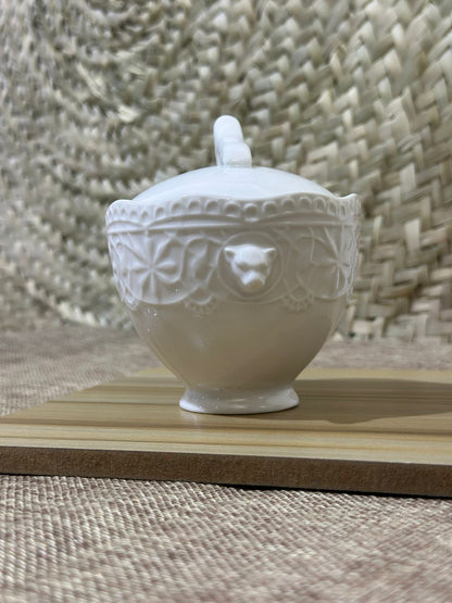 Medium white porcelain Sugar Bowl styl9