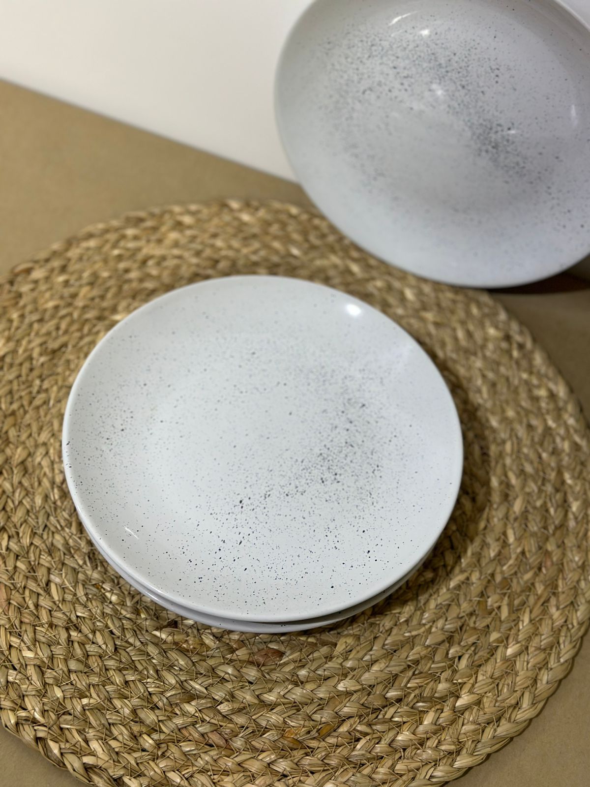 Unique Porcelain plate with black speckles