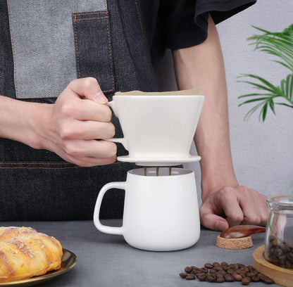 Ceramic Pour Over Coffee Dripper - White