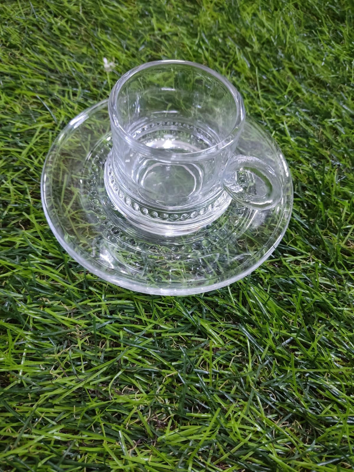 Elegant Glass Coffee Cup Set with Wooden Tray