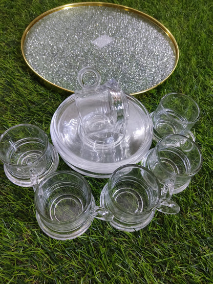 Elegant Glass Coffee Set with Tray