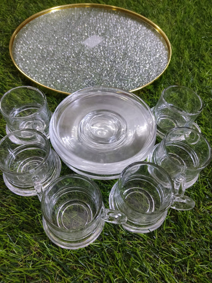 Elegant Glass Coffee Set with Tray