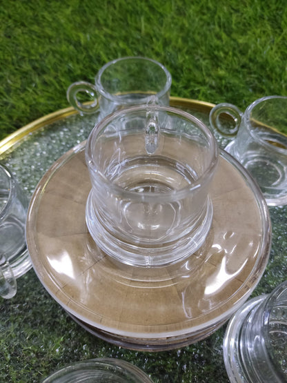 Elegant Glass Coffee Set with Tray