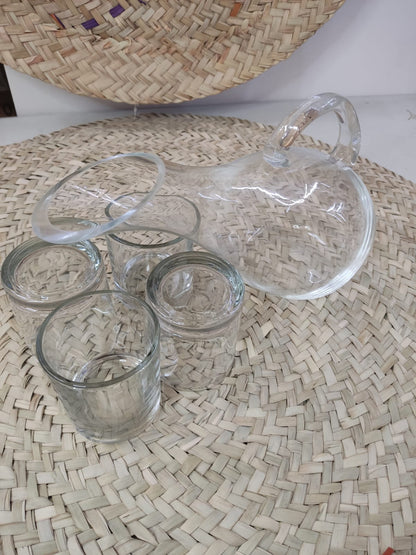 1500 ML Glass Water Juice Pitcher and 4 Cups 260ml