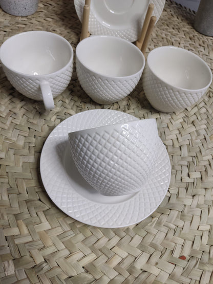 Luxury Tea cup set with rounded bamboo Tray