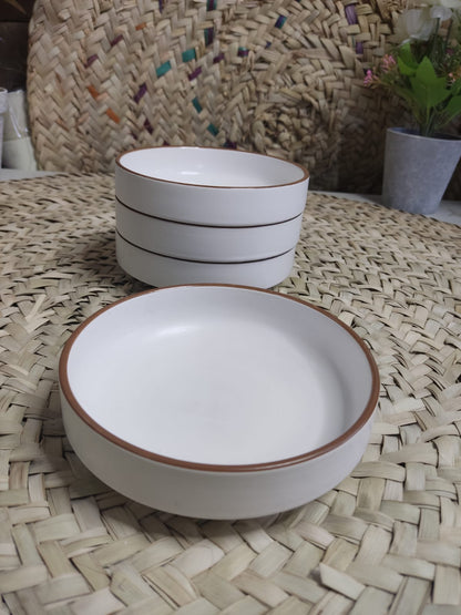 Small Porcelain Bowl with brown Rim