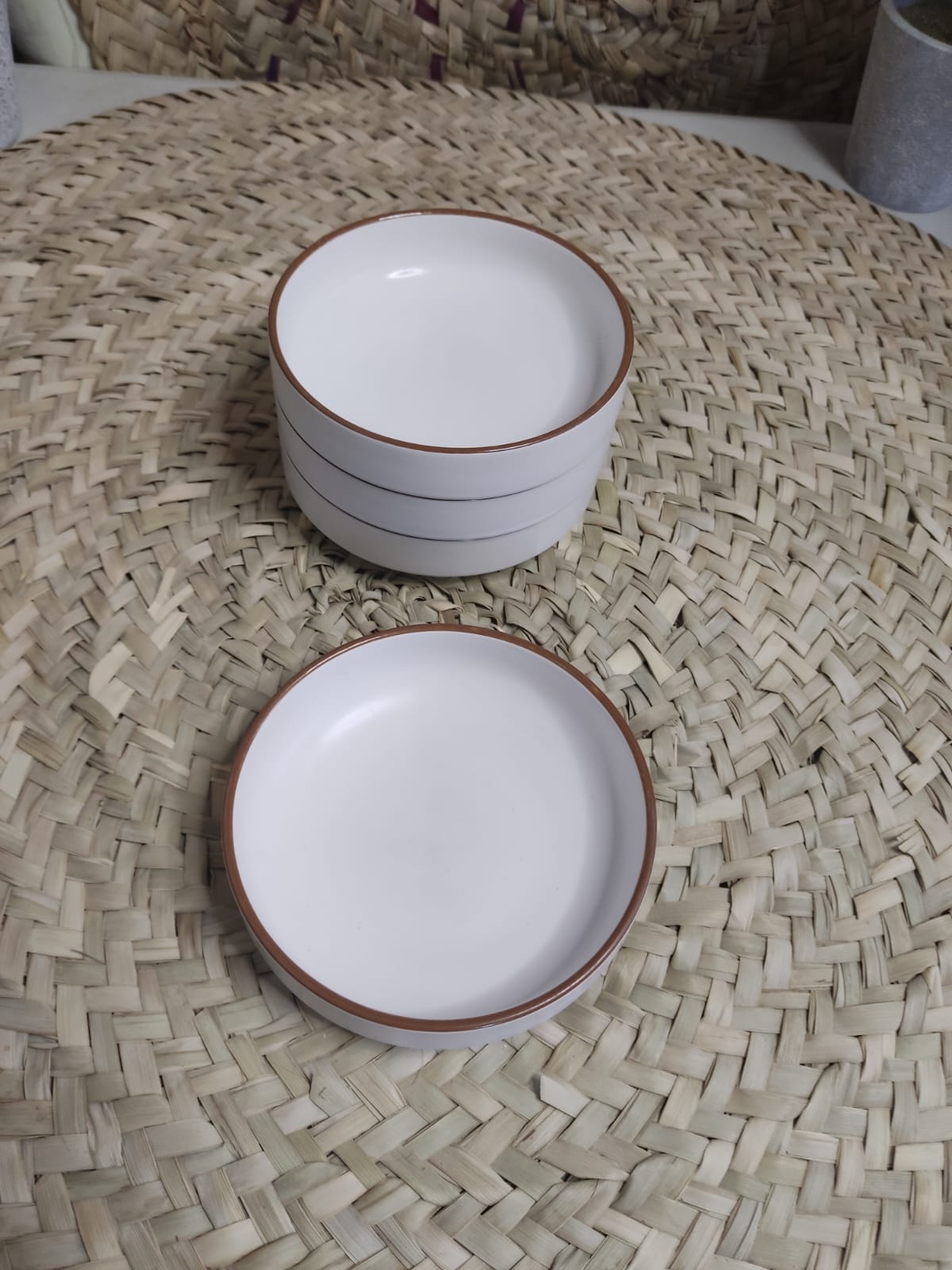 Small Porcelain Bowl with brown Rim