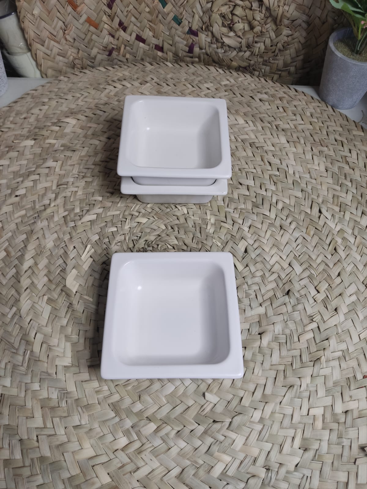 Small Versatile White Porcelain Square Bowl