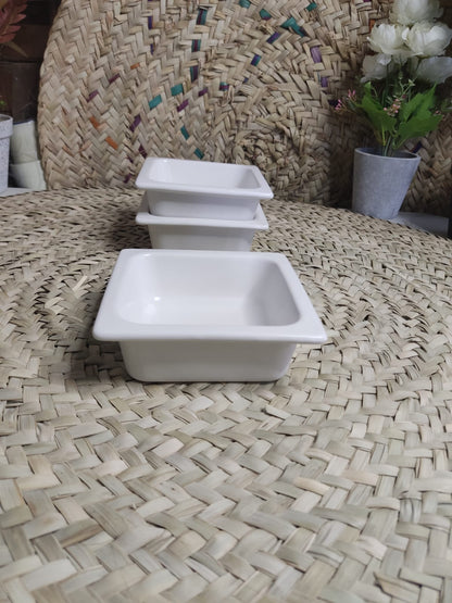 Small Versatile White Porcelain Square Bowl