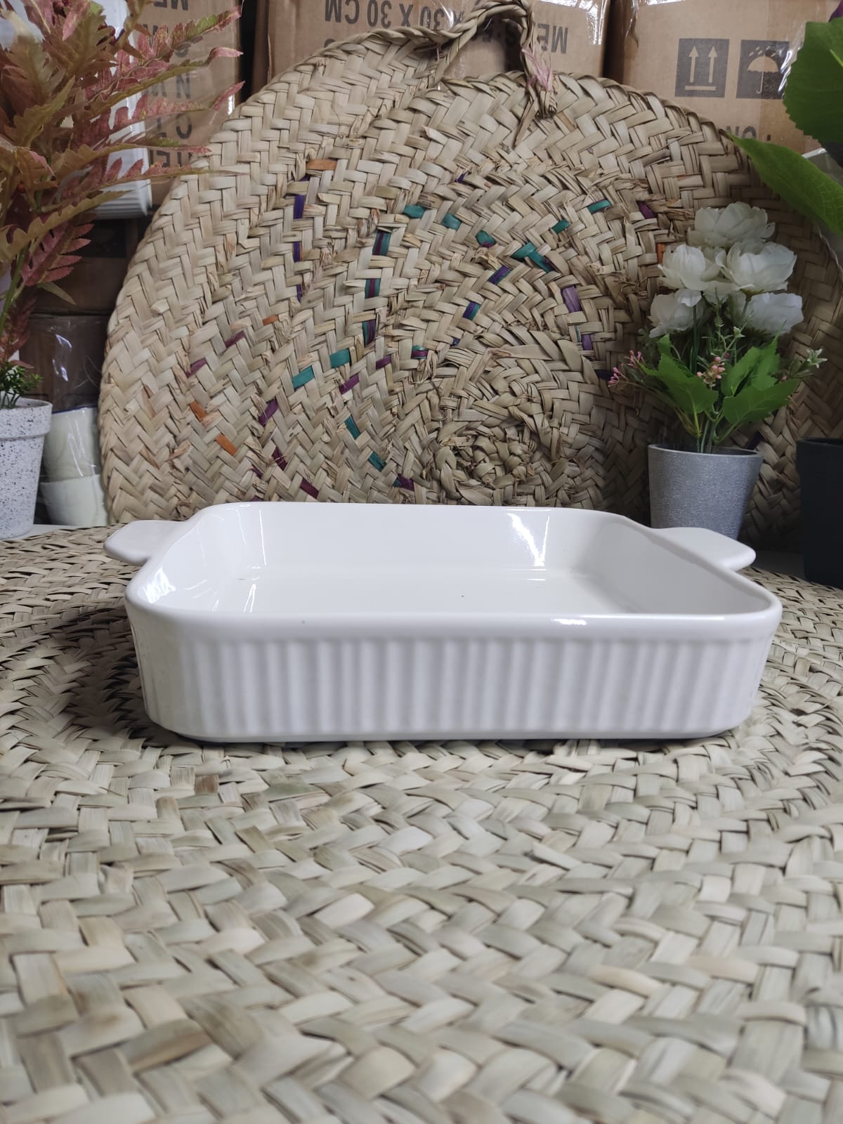 Large Porcelain Square Dish Bowl 26cm