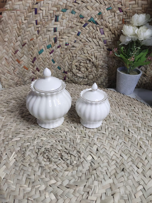 Porcelain Spice Jar with Lid and Spoon