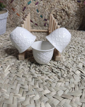 White Porcelain Coffee Cup – Geometric Pattern