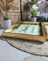 Stylish Plastic Tray with Wooden base styl1