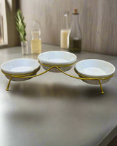 Luxury 3-Tier Serving Set with Gold Stainless Steel Stand -styl2