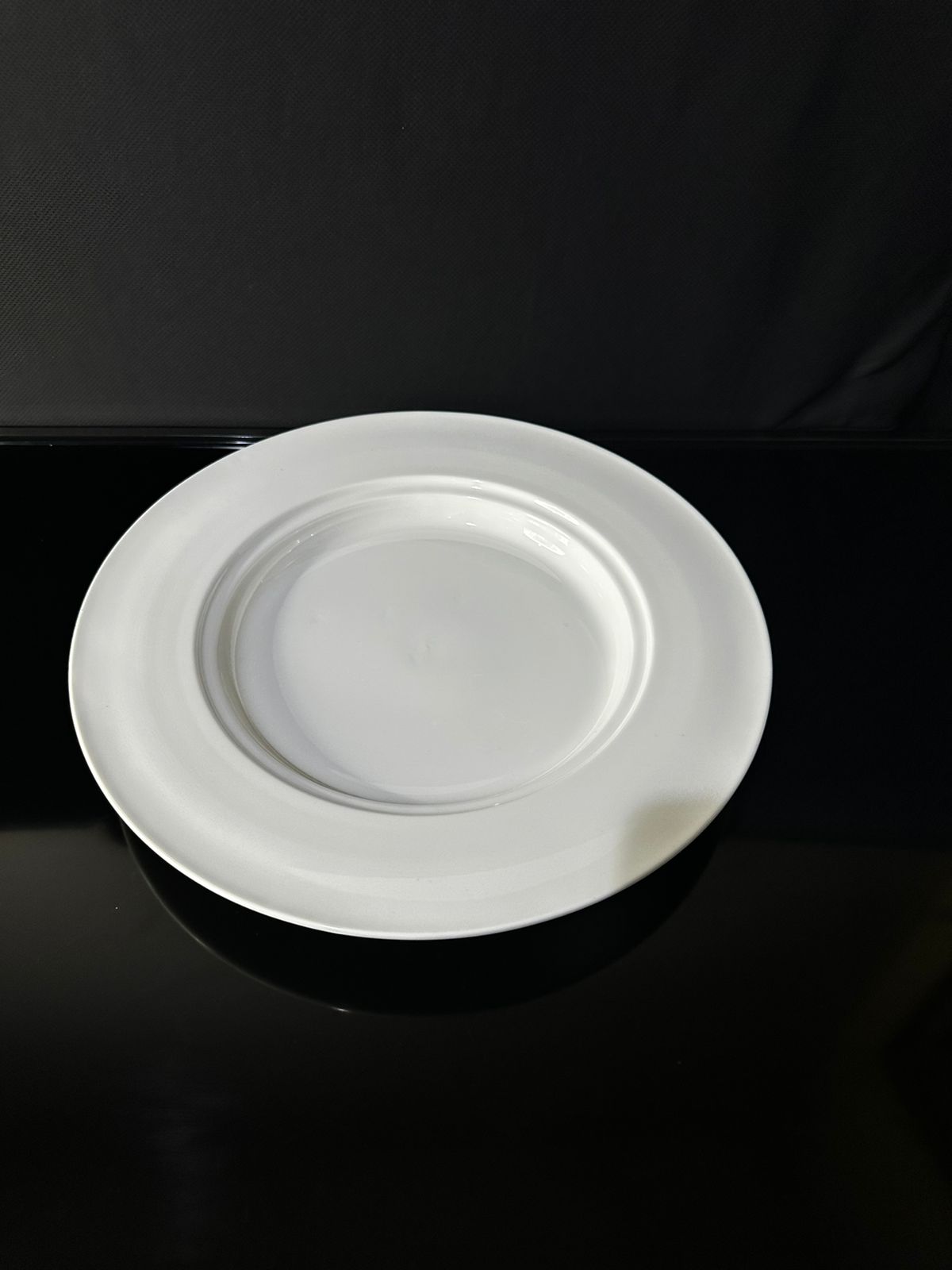 circle Bright White Porcelain Flat Plate sty8