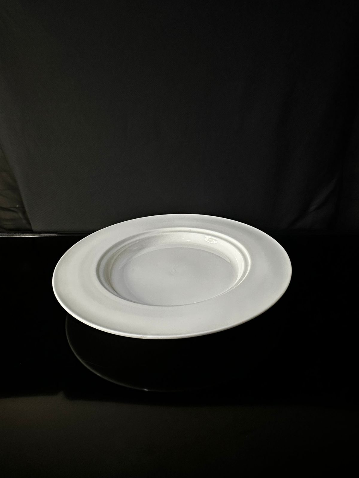 circle Bright White Porcelain Flat Plate sty8