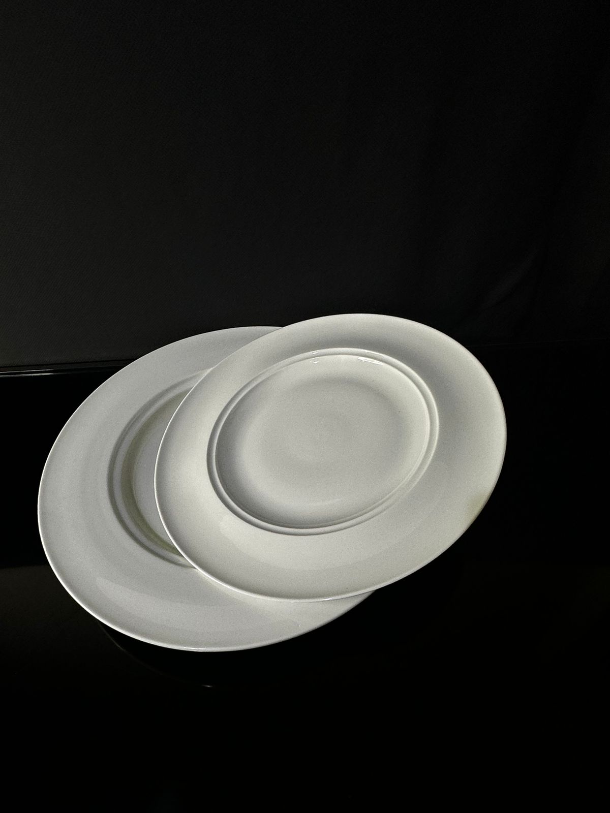 circle Bright White Porcelain Flat Plate sty8