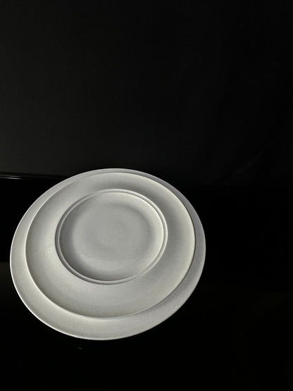 circle Bright White Porcelain Flat Plate sty8