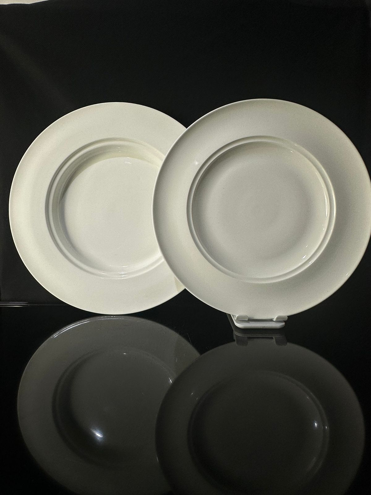 circle Bright White Porcelain Flat Plate sty8