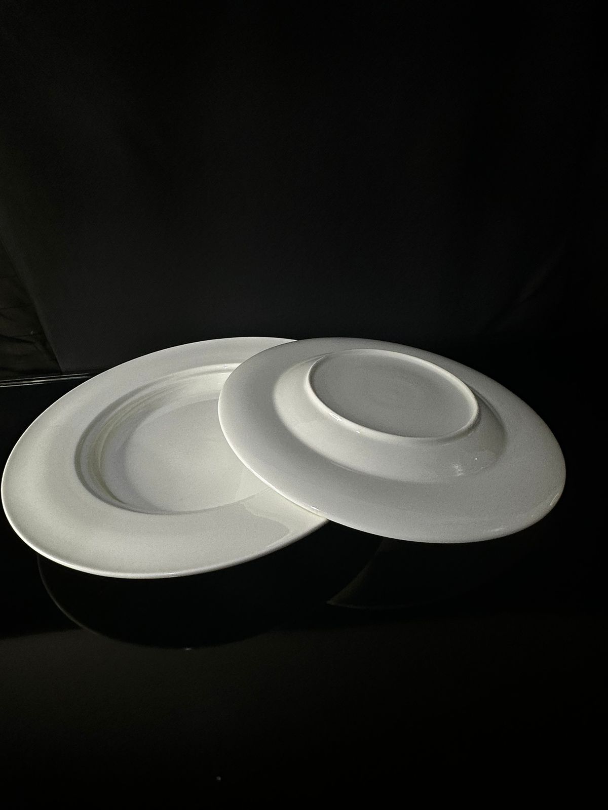 circle Bright White Porcelain Flat Plate sty8