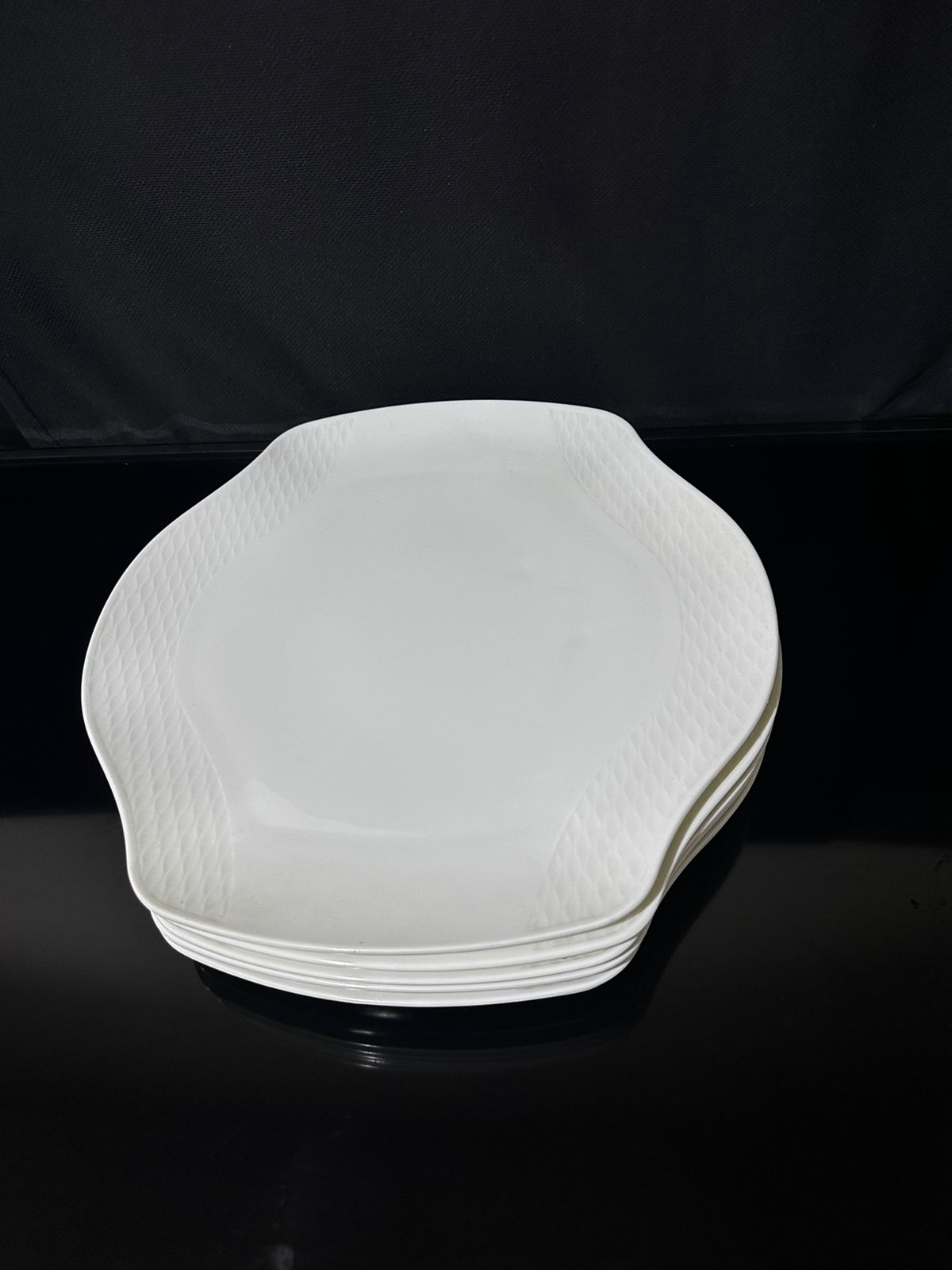 Decorative circle Bright White Porcelain Flat Plate styl3