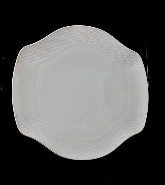 Decorative circle Bright White Porcelain Flat Plate styl3