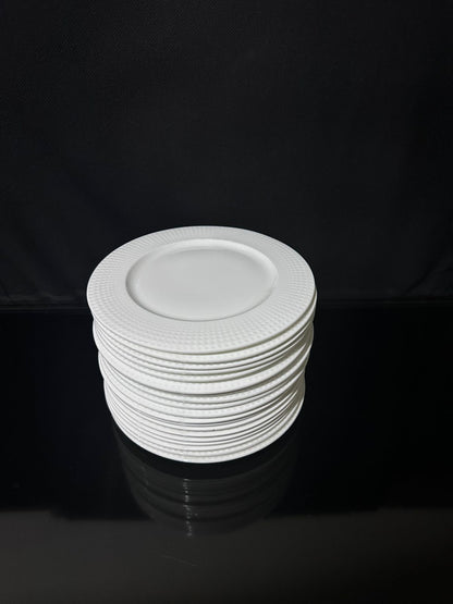 Decorative circle Bright White Porcelain Flat Plate styl7