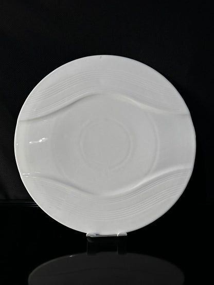 Decorative circle Bright White Porcelain Flat Plate styl4