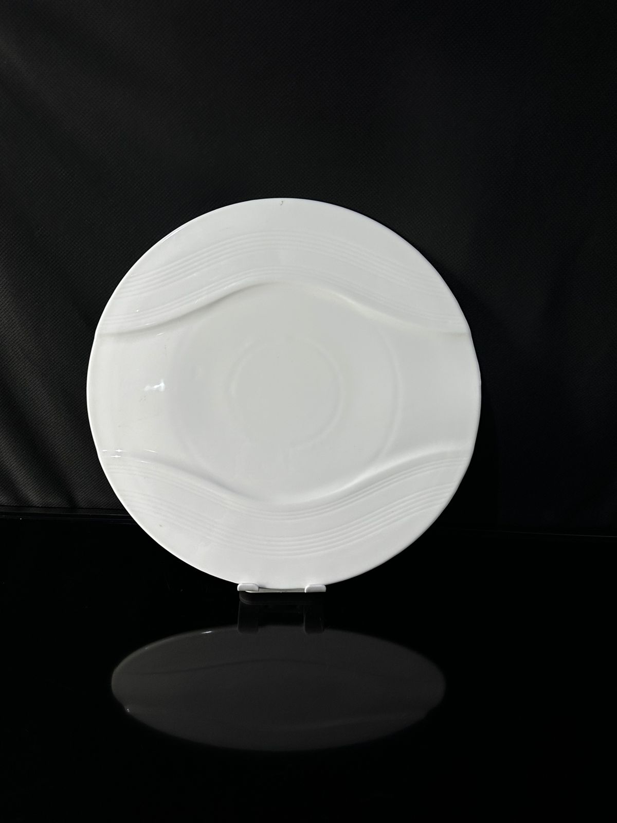 Decorative circle Bright White Porcelain Flat Plate styl4