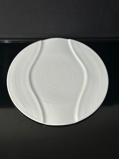 Decorative circle Bright White Porcelain Flat Plate styl4