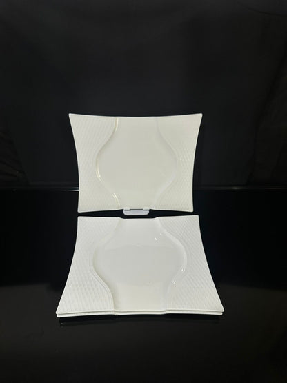 Decorative Square Bright White Porcelain Flat Plate styl2