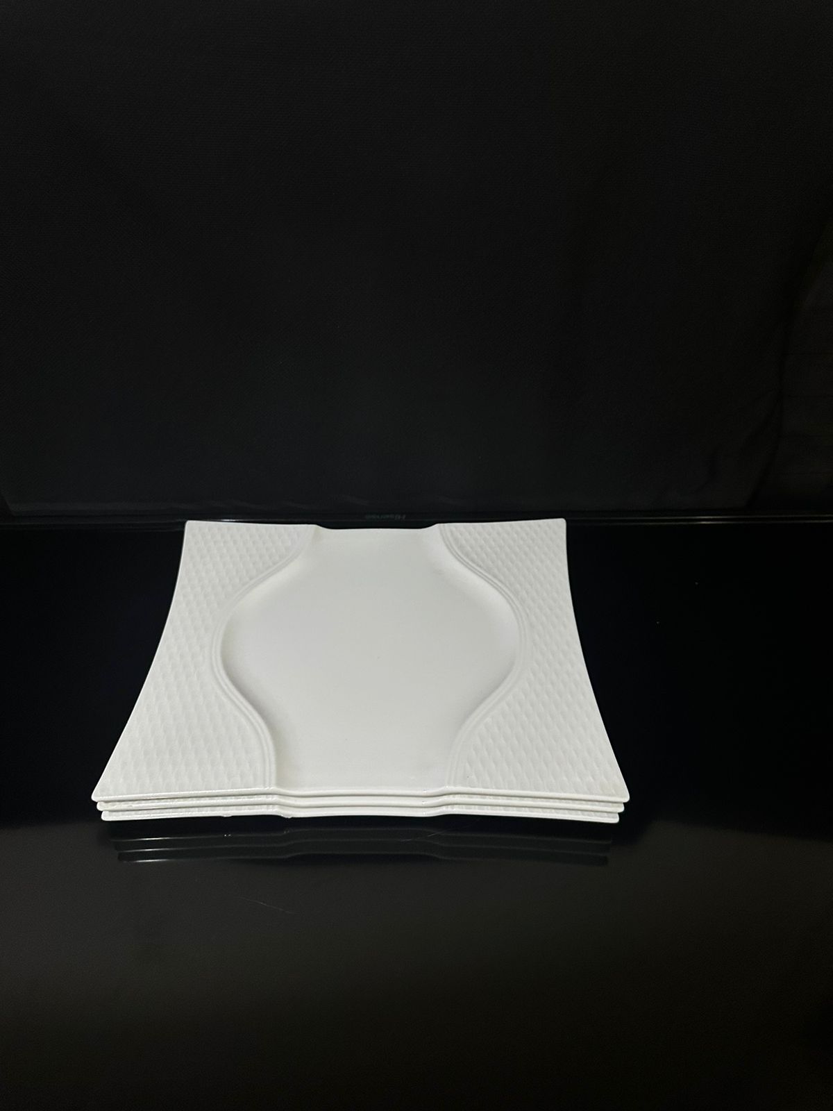 Decorative Square Bright White Porcelain Flat Plate styl2