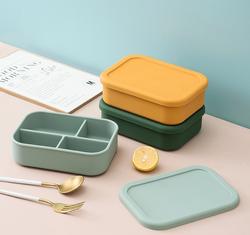 4 Compartment Silicone Lunch Box Reusable for Kids and Adults