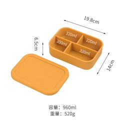 4 Compartment Silicone Lunch Box Reusable for Kids and Adults